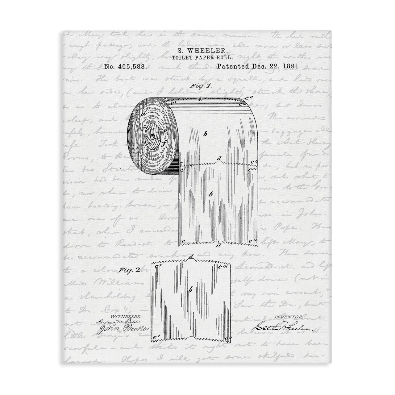 Stupell Industries Vintage Toilet Paper Roll Patent Canvas Wall Art